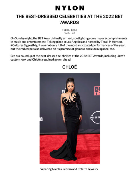 Nylon (Chloe Bailey / BET Awards) 6.27.22 – Colette Jewelry